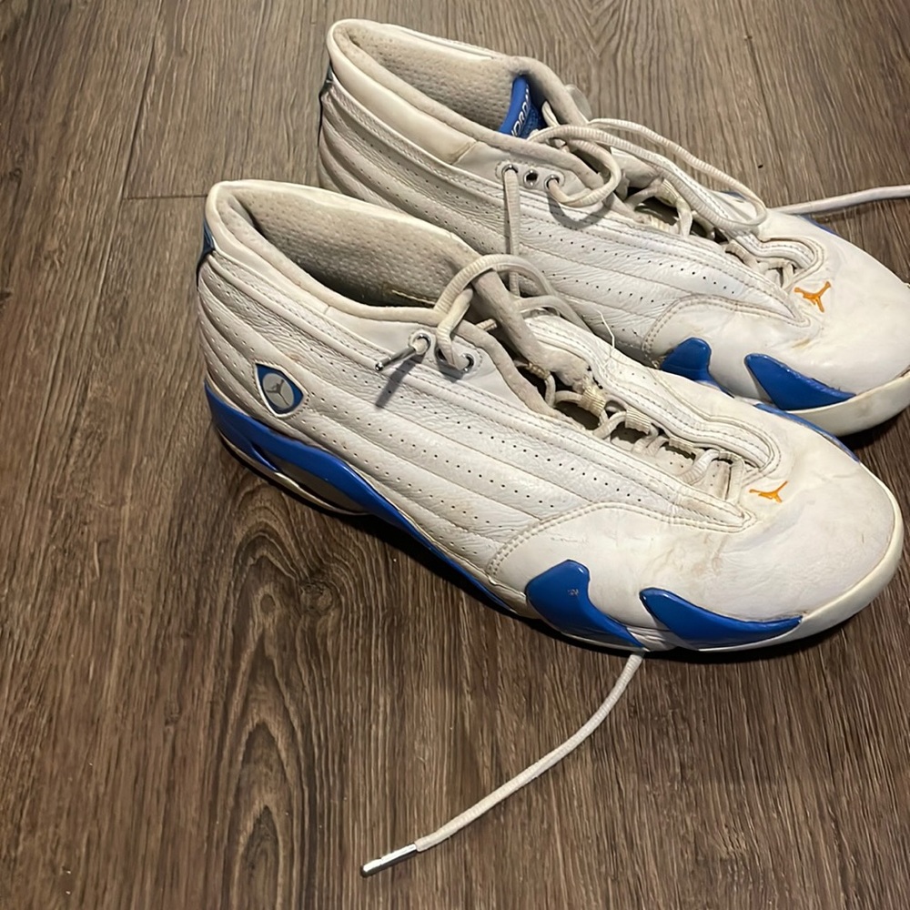 Jordan 14 white and Carolina Blue